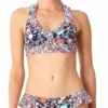 Anne Cole Lazy Daisy Marilyn Flounce Halter Bikini Top -Sunflair Verkäufe 18MT10460NVY 18MB31160 NAVY F