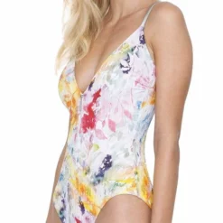 Gottex Aquarelle V-Neck One-Piece Swimsuit -Sunflair Verkäufe 19AQ035096 S
