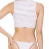 Tori Praver Manon Fine Rib Bikini Bottom In Rose Gold Stripe -Sunflair Verkäufe 1S19SUEMSR WHT 2