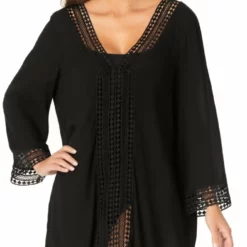 Anne Cole V-Neck Tunic Cover-up In Black