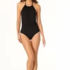 Anne Cole High Neck Lace Insert One Piece Swimsuit In Black 1 Anne Cole High Neck Lace Insert One Piece Swimsuit In Black -Sunflair Verkäufe 20MO05615 BLK
