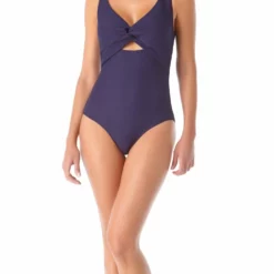 Anne Cole Dream Weaver Twist Front One Piece Swimsuit 10 Anne Cole Dream Weaver Twist Front One Piece Swimsuit -Sunflair Verkäufe 20MO06014 NAVY 1752