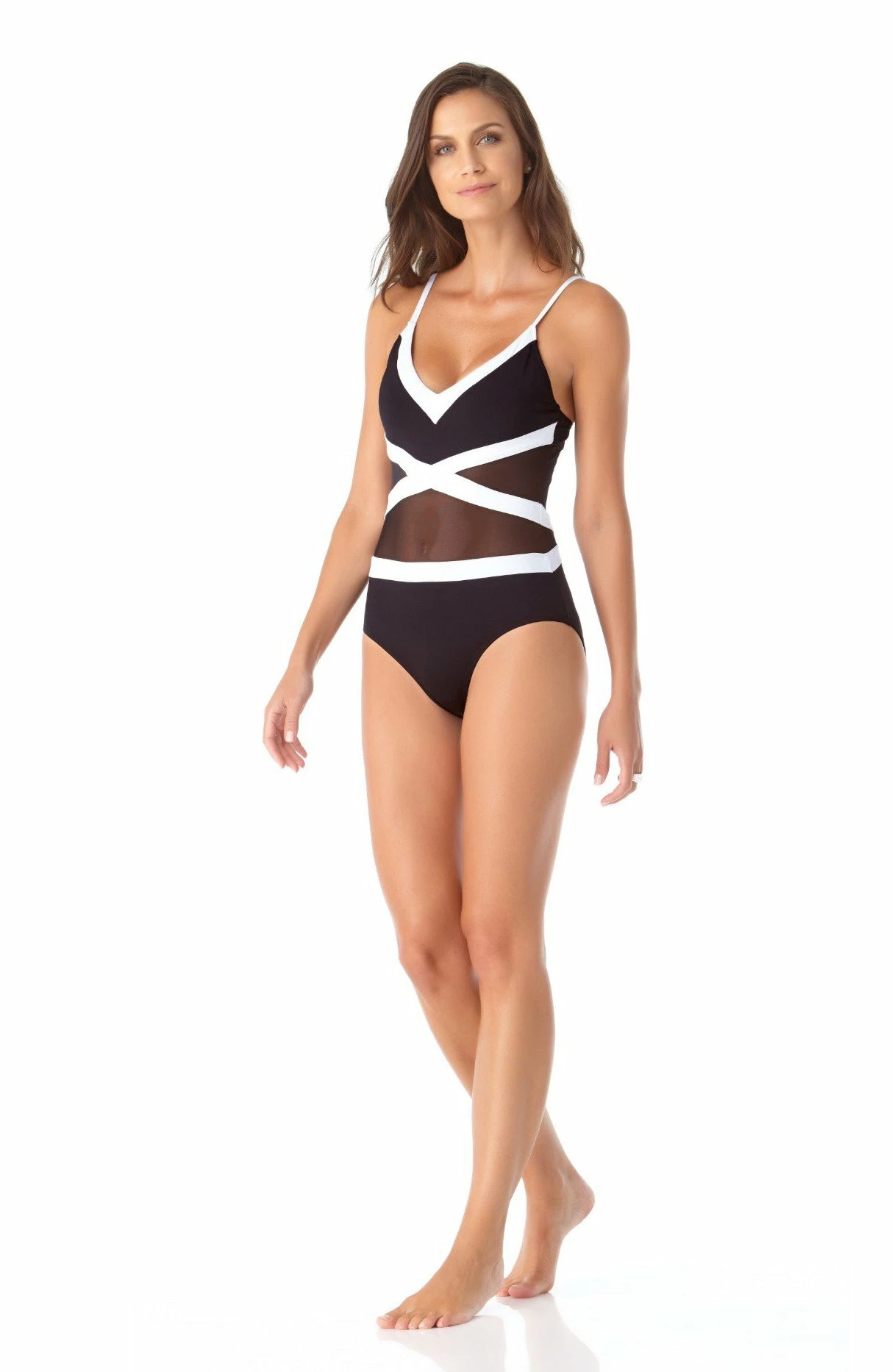 Anne Cole Hot Mesh Spliced Mesh One Piece Swimsuit 3 Anne Cole Hot Mesh Spliced Mesh One Piece Swimsuit