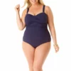 Anne Cole Plus Size Twist Front Shirred Bandeau One Piece Swimsuit -Sunflair Verkäufe 20PO00501