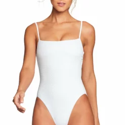 Vitamin A Jenna Full Cut One Piece Swimsuit In White EcoTex