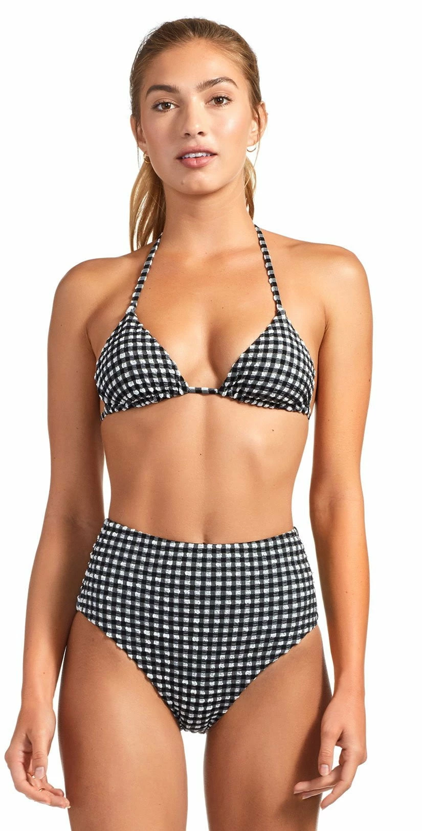 Vitamin A Gia Reversible Triangle Bikini Top In Vichy Black 3 Vitamin A Gia Reversible Triangle Bikini Top In Vichy Black
