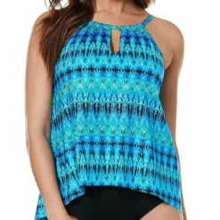 Miraclesuit Cabana Chic Blue Peephole Tankini Top -Sunflair Verkäufe 6518460 Cabana Chic Blu Peephole Tankini Top 0335 F