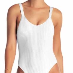 Vitamin A EcoRib Leah Full Coverage One Piece Swimsuit In White