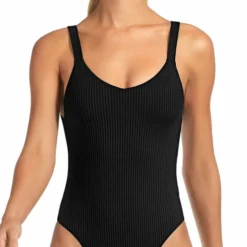 Vitamin A EcoRib Leah One Piece Swimsuit In Black