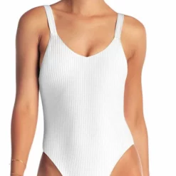 Vitamin A EcoRib Leah One Piece Swimsuit In White