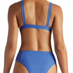 Vitamin A EcoRib Sienna High Waist Bikini Bottom In Beach Blue