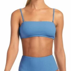 Vitamin A EcoRib Mila Bandeau Bikini Top In Mediterranean Blue