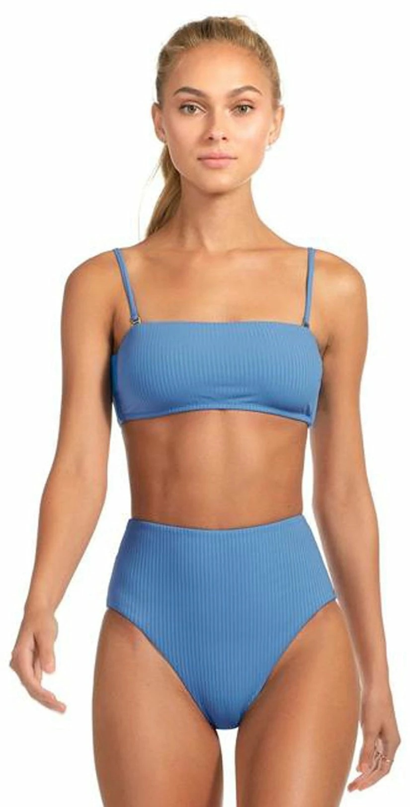 Vitamin A EcoRib Mila Bandeau Bikini Top In Mediterranean Blue 3 Vitamin A EcoRib Mila Bandeau Bikini Top In Mediterranean Blue