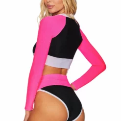Beach Riot Emmy Bottom In Black Neon Pink Colorblock
