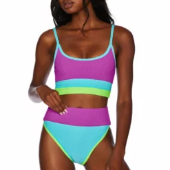 Beach Riot Eva Top In Fluorescents Colorblock