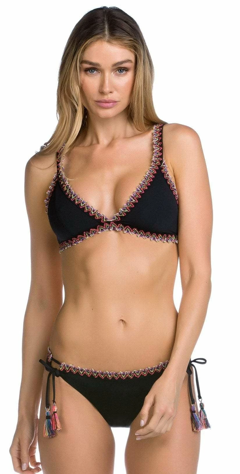 Becca Mardi Gras Crocheted Tie Side Ruched Bottom 514487-BLK 4 Becca Mardi Gras Crocheted Tie Side Ruched Bottom 514487-BLK – Bild 2