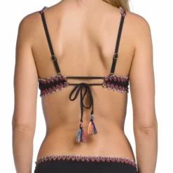 Becca Mardi Gras Crocheted Tie Side Ruched Bottom 514487-BLK