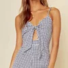 Blue Life Navy Gingham Tied Up Romper R097-7202-NVGNG -Sunflair Verkäufe Blue Life Navy Gingham Tied Up Romper