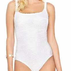 Gottex Essence Square Neck Tank One Piece Swimsuit In White
