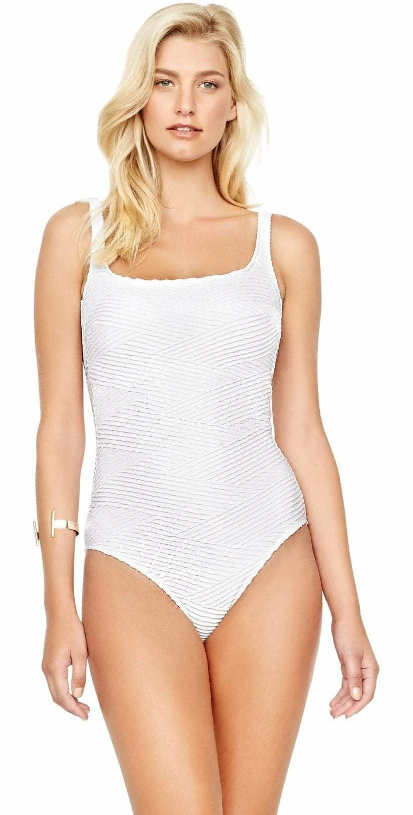 Gottex Essence Square Neck Tank One Piece Swimsuit In White 3 Gottex Essence Square Neck Tank One Piece Swimsuit In White