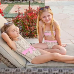 PQ Swim KAA Belted Bow Tie Kids One Piece