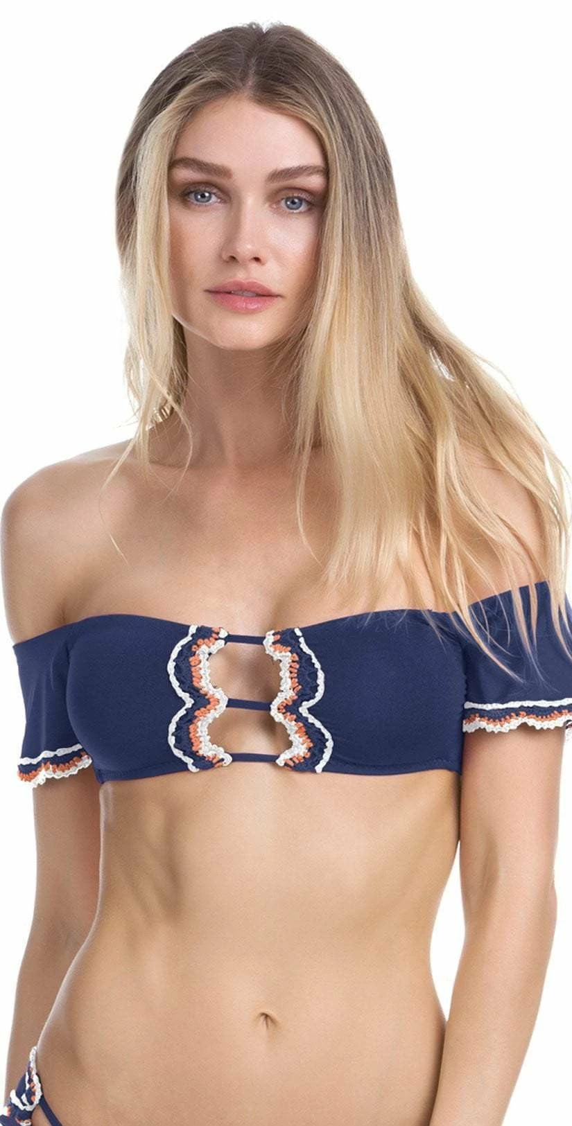 Becca Medina Cold Shoulder Bikini Top In Indigo 943687-IND 3 Becca Medina Cold Shoulder Bikini Top In Indigo 943687-IND