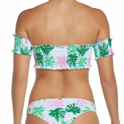 PilyQ Mingos Smocked Off The Shoulder Bikini Top -Sunflair Verkäufe MIN 160B MIN 211T BACK FRONT TIE