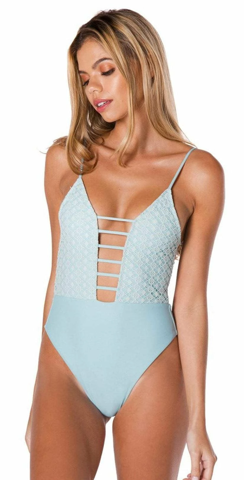 Montce Crochet Caged One Piece In Aqua Marine 5 Montce Crochet Caged One Piece In Aqua Marine – Bild 3
