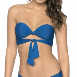 PilyQ Island Blue Knot Tie Bikini Bandeau Top
