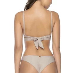 PilyQ Oyster Stitched Kylie Halter Bikini Top -Sunflair Verkäufe R20 STUDO BACK OYS 308H OYS 211T