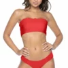 PilyQ Red Coral Smocked Bandeau Bikini Top -Sunflair Verkäufe REC 362B 1