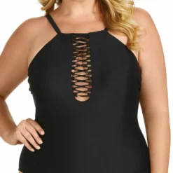 Raisins Curve Ola One Piece Swimsuit In Black Y840085-BLK -Sunflair Verkäufe Raisins Curve Black Sayulita One Piece Y840085 BLK2845 T