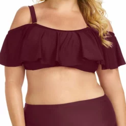 Raisins Curve Tortuga Flounce Top In Maroon Y840027-MAR