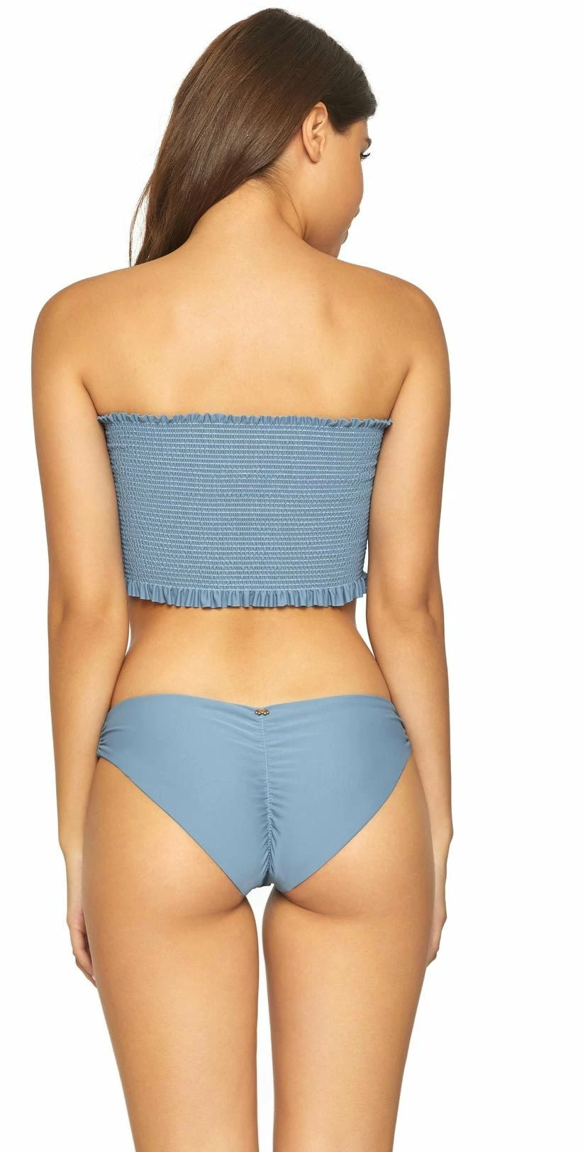 PilyQ Smocked Ruffle Bandeau Bikini Top In Sky Blue 4 PilyQ Smocked Ruffle Bandeau Bikini Top In Sky Blue – Bild 2