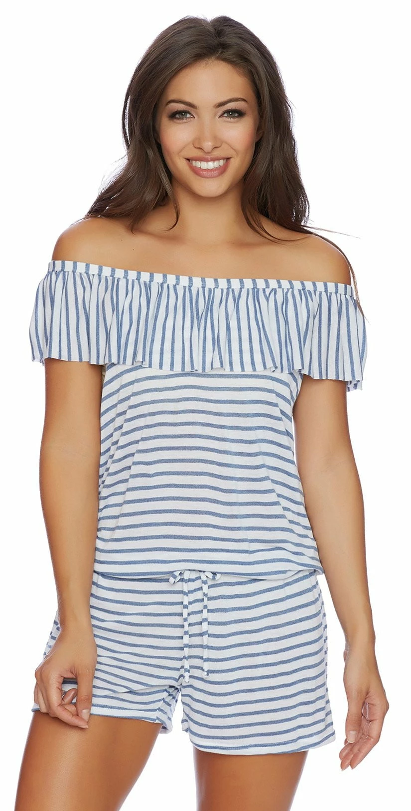 Splendid Chambray All Day Off The Shoulder Romper SP48777-BLU 3 Splendid Chambray All Day Off The Shoulder Romper SP48777-BLU