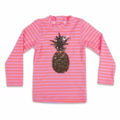 Shade Critters Girls Magic Sequin Pineapple Rash-Guard Top
