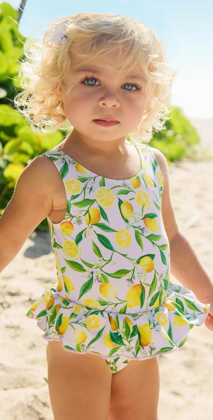 Snapperrock Little Girl's Lemon Skirted Swimsuit G13078 3 Snapperrock Little Girl's Lemon Skirted Swimsuit G13078