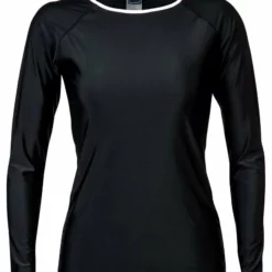 Snapperrock Ladies Black With White Trim Rashguard Top L20002L