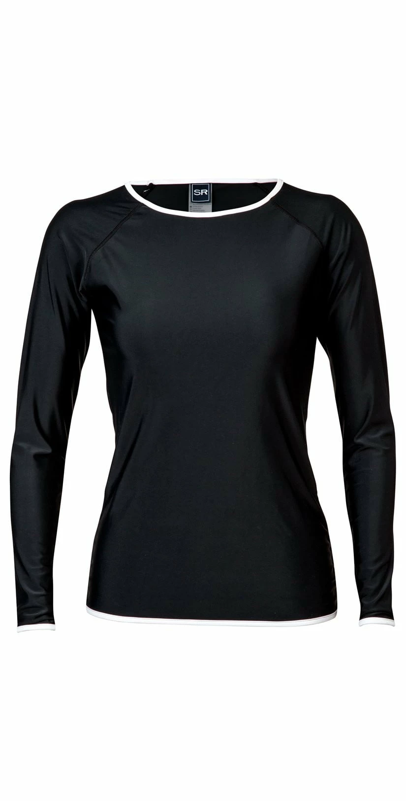 Snapperrock Ladies Black With White Trim Rashguard Top L20002L 3 Snapperrock Ladies Black With White Trim Rashguard Top L20002L