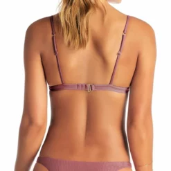 Vitamin A Carmen Ribbed Bikini Bottom In Dusty Rose