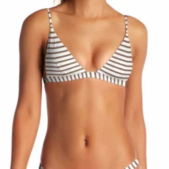 Vitamin A Moss Bikini Top In Cocoa Marin Stripe 77NT MSD