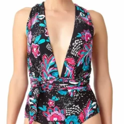 Anne Cole Wild Flower That's A Wrap Plunge One Piece Swimsuit 7 Anne Cole Wild Flower That's A Wrap Plunge One Piece Swimsuit -Sunflair Verkäufe anne cole 18MO06856 MULT F