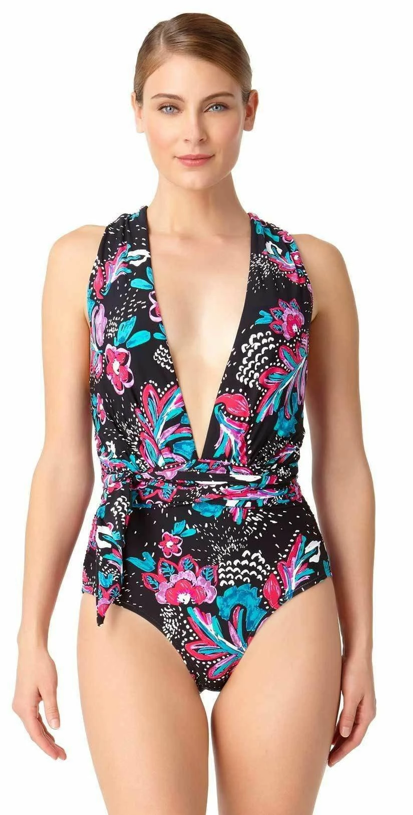 Anne Cole Wild Flower That's A Wrap Plunge One Piece Swimsuit 5 Anne Cole Wild Flower That's A Wrap Plunge One Piece Swimsuit – Bild 3