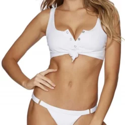 The Beach Bunny Rib Knot Bralette Bikini In White
