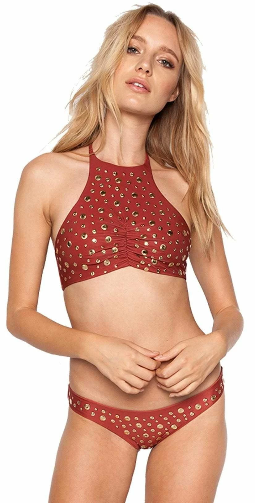 Beach Riot Madison High Neck Studded Halter Top In Sienna ASIEHT-SIE 3 Beach Riot Madison High Neck Studded Halter Top In Sienna ASIEHT-SIE
