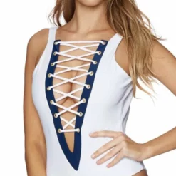 Beach Bunny Rib Tide One Piece In Blue And White