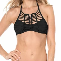Becca No Strings Attached High Neck Top In Black 859587-BLK