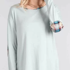 Chris And Carol Elbow Patch Long Sleeve Knit Top 160104T