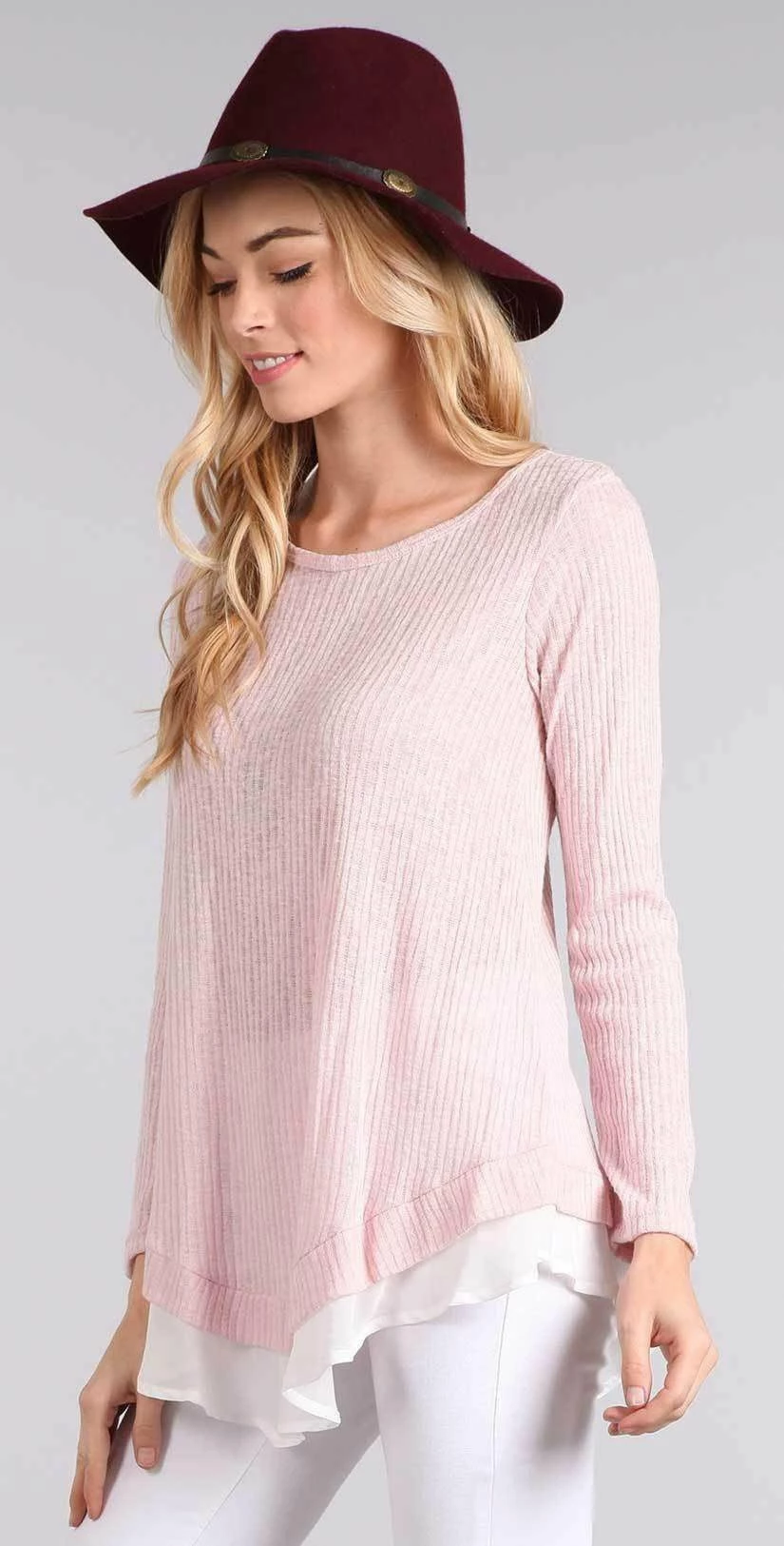 Chris And Carol Knit Sweater With Chiffon Detail In Pink 1601066T 5 Chris And Carol Knit Sweater With Chiffon Detail In Pink 1601066T – Bild 3