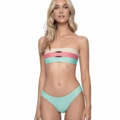 PQ Swim Color Block Bandeau In Divine